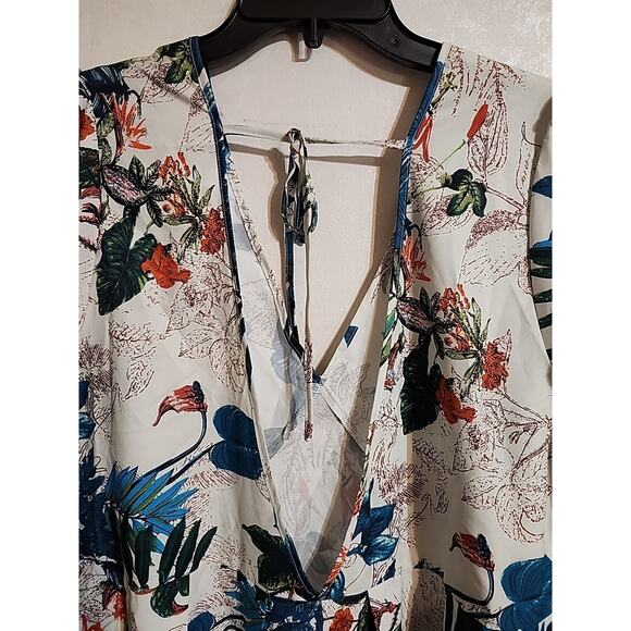 Shein Curve Womens Dress Fit & Flare 4XL Floral Tropical Silky Feel V-Neck V-Bac - Picture 6 of 7